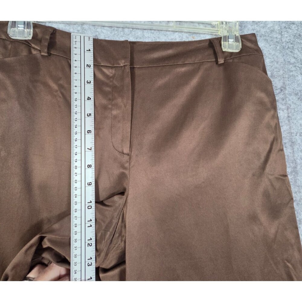 Talbots Women's Dress Pants Stretch Silk Blend Flat Front Straight Leg Size 12 - Picture 3 of 7